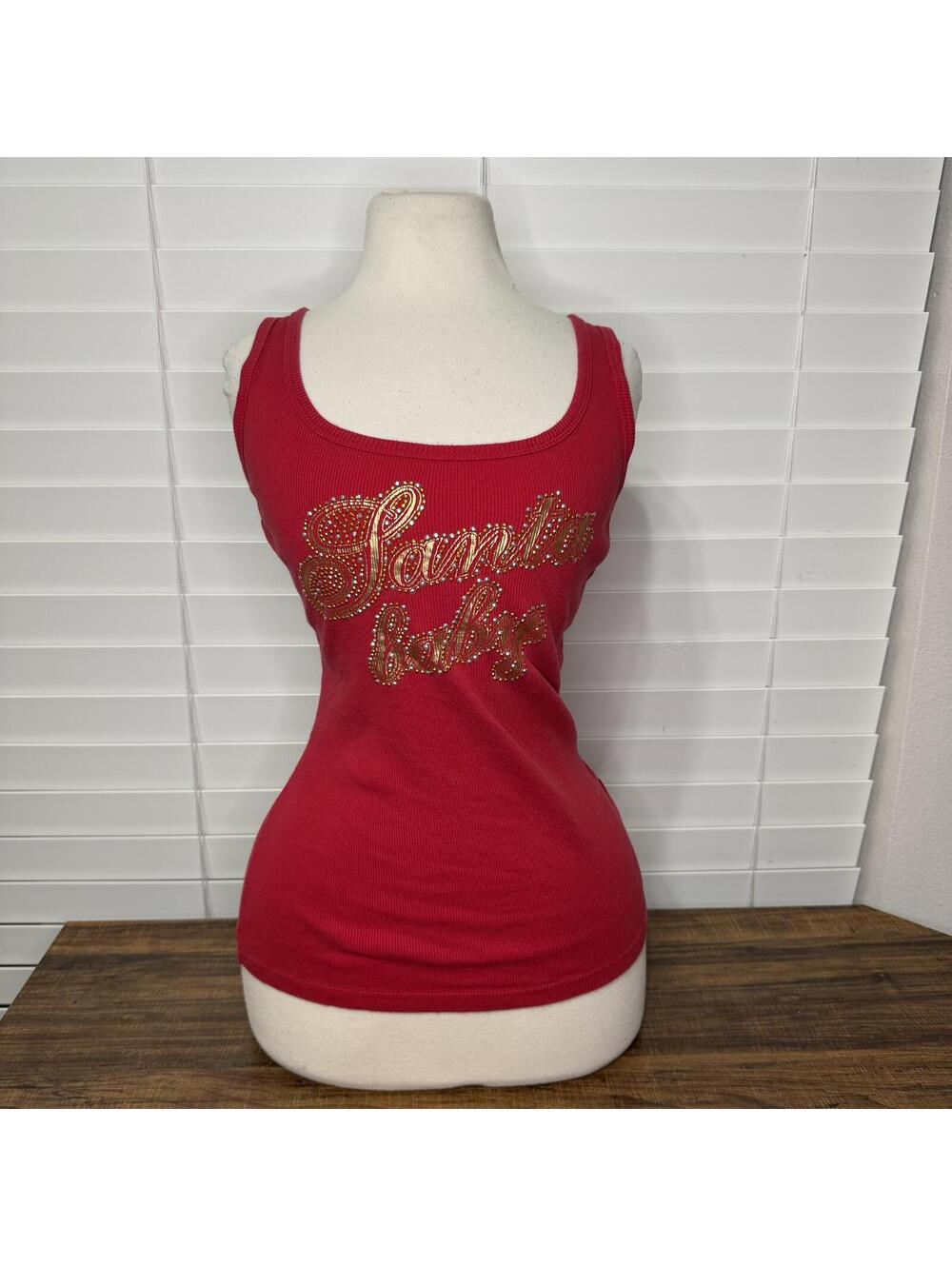 Vintage 2000s Victoria's Secret Y2K Red 'Santa Baby' Tank Top Size S